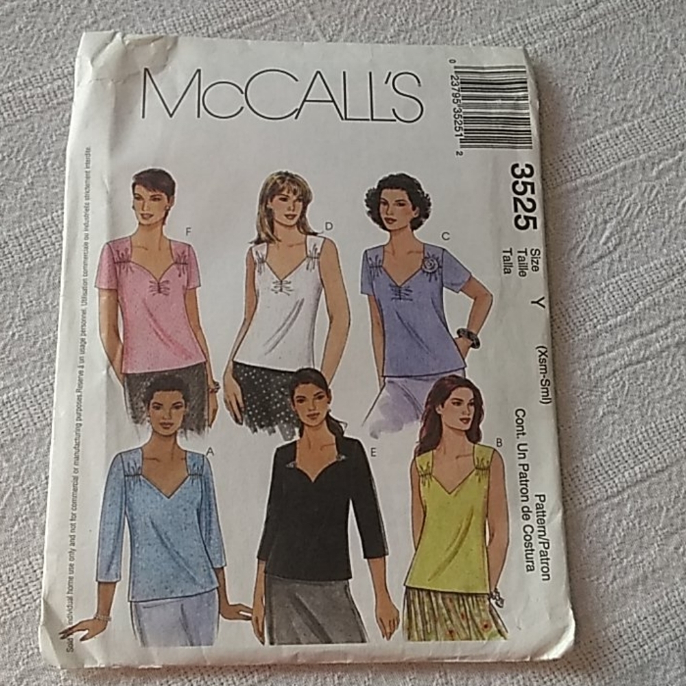 McCall's Blouse Sewing Pattern 3525 New Uncut